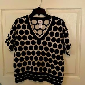 Cabi Volley Pullover navy & white polka dot size S